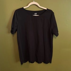 Scalloped black u neck top size M Tickled teal brand